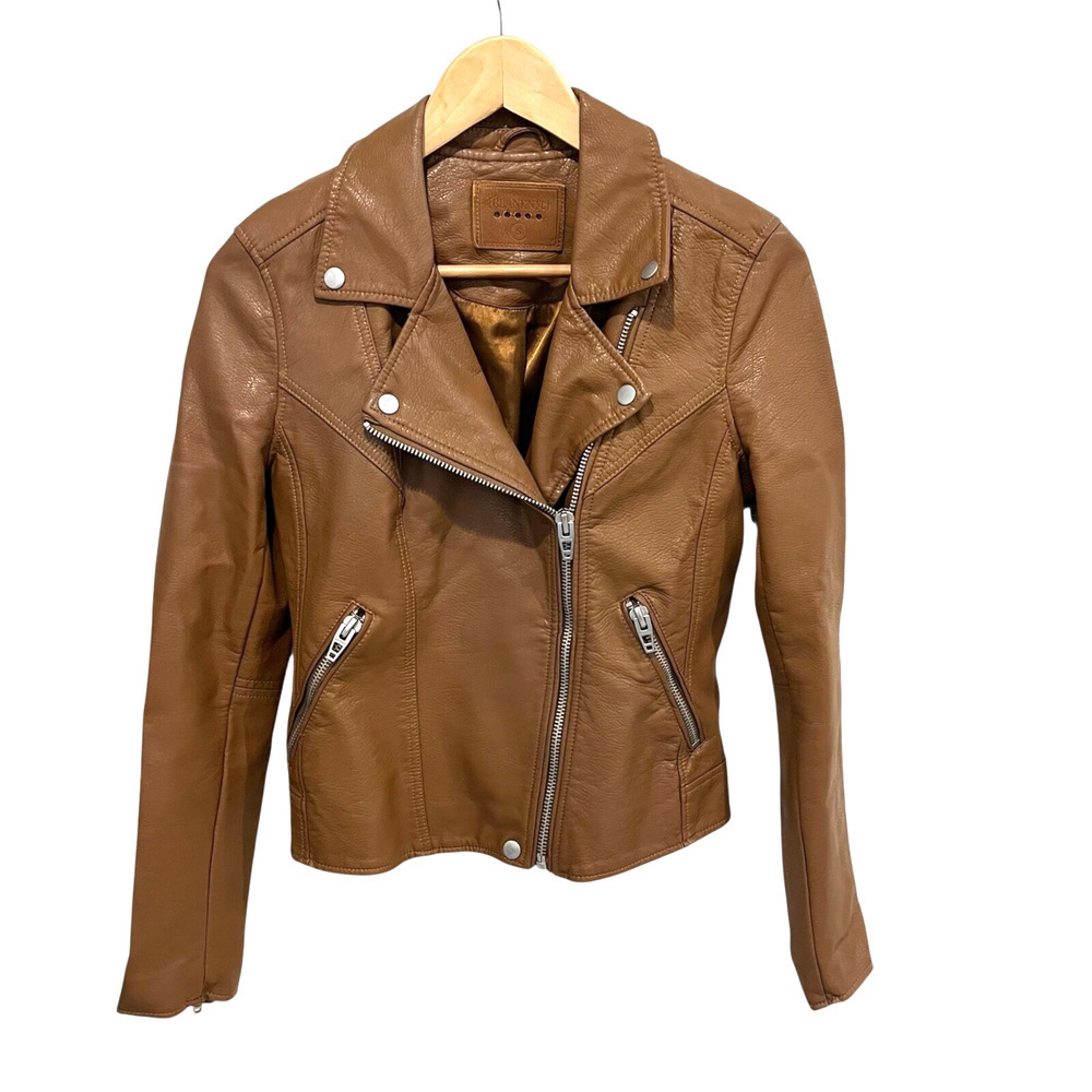 BLANKNYC Life Changer Moto Jacket In Cognac Women's Small Vegan Leather